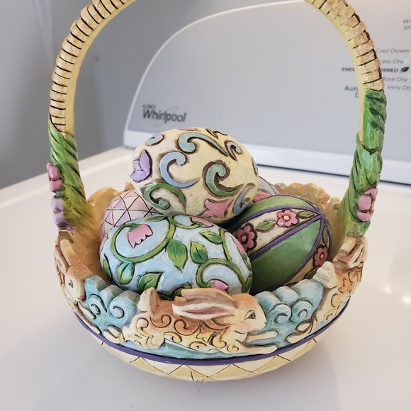 Jim Shore Decorative Easter Basket with Painted Eggs - Picture 1 of 1